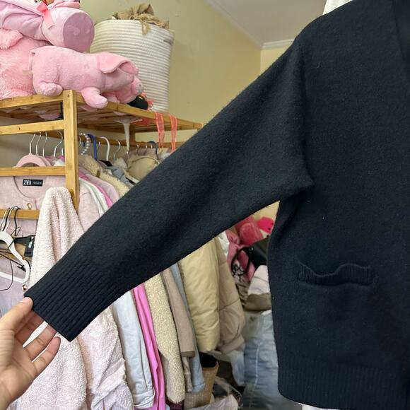 Sandro Yak Cardigan Black Size Medium V-Neck Knit - Picture 8 of 13